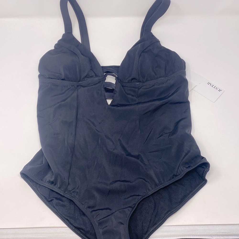 JustFab Black One Piece Bathing Swimsuit Size Medium